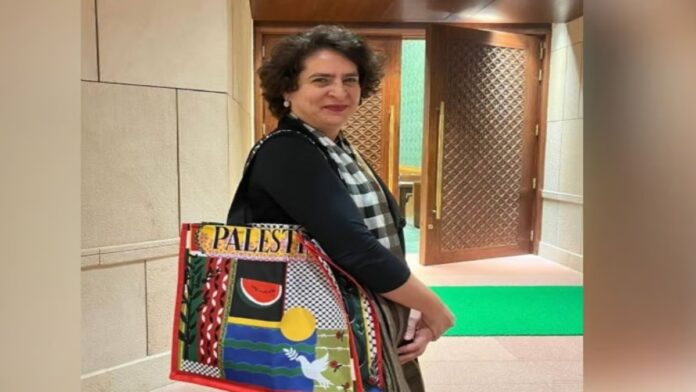 Priyanka Gandhi carried Palestine titled bag