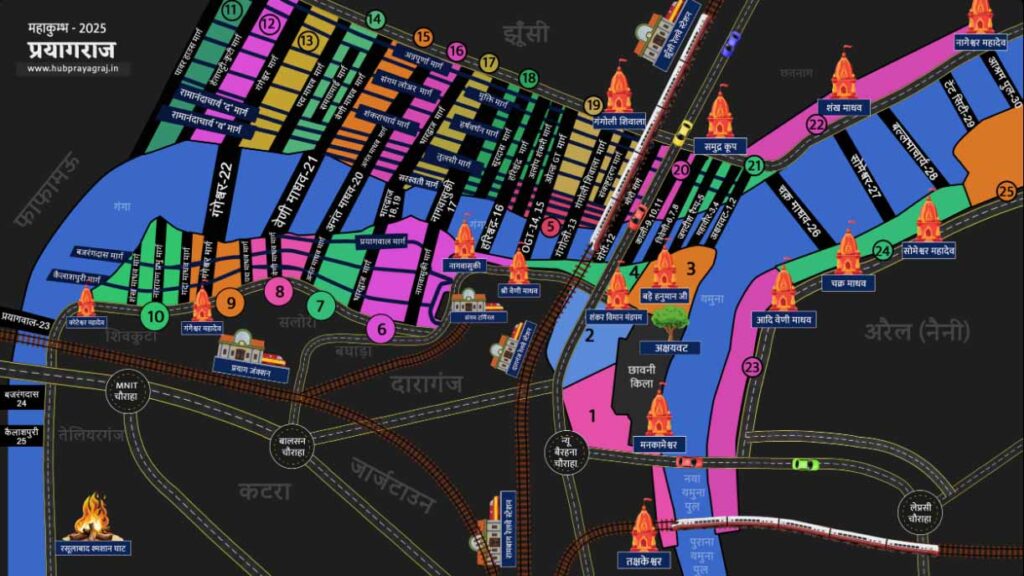  Prayagraj hub Maha Kumbh area Now in a : प्रयागराज hub महाकुंभ क्षेत्र 25 सेक्टर्स में फैला ; जाने से पहले देखें; कौन-से घाट और मंदिर कहां है ? 