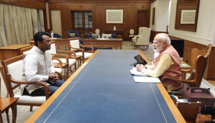 Leander Paes met PM Modi