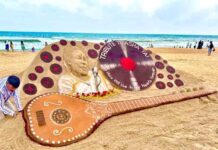 ओडिशा: सुदर्शन पटनायक ने 20 फीट की रेत कलाकृति बनाकर आशा भोसले को श्रद्धांजलि अर्पित की odisha sudarshan patanaayak