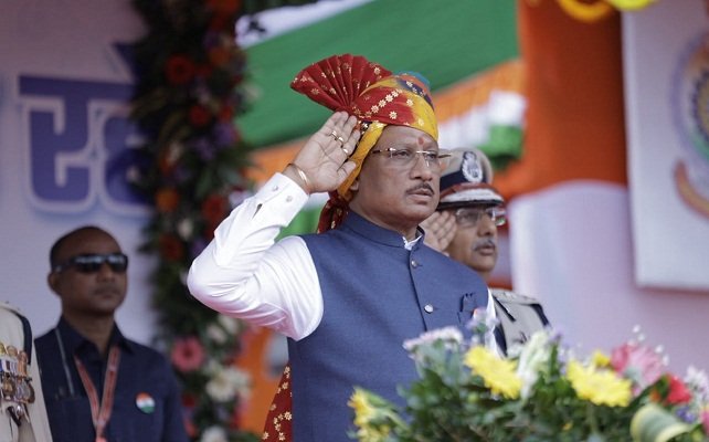 Raipur Mein CM Sai ne kiya Dhwajarohan Raipur Mein CM Sai ne kiya Dhwajarohan